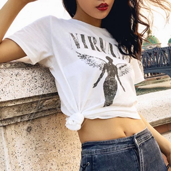 SOLD OUT White Nirvana Vintage Concert Band Graphic Tee - Picture 2 of 7